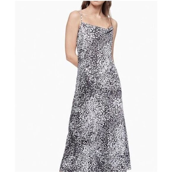 Calvin Klein Printed Cowl Neck Sleeveless Dress Nwt Size 6 - Picture 1 of 9